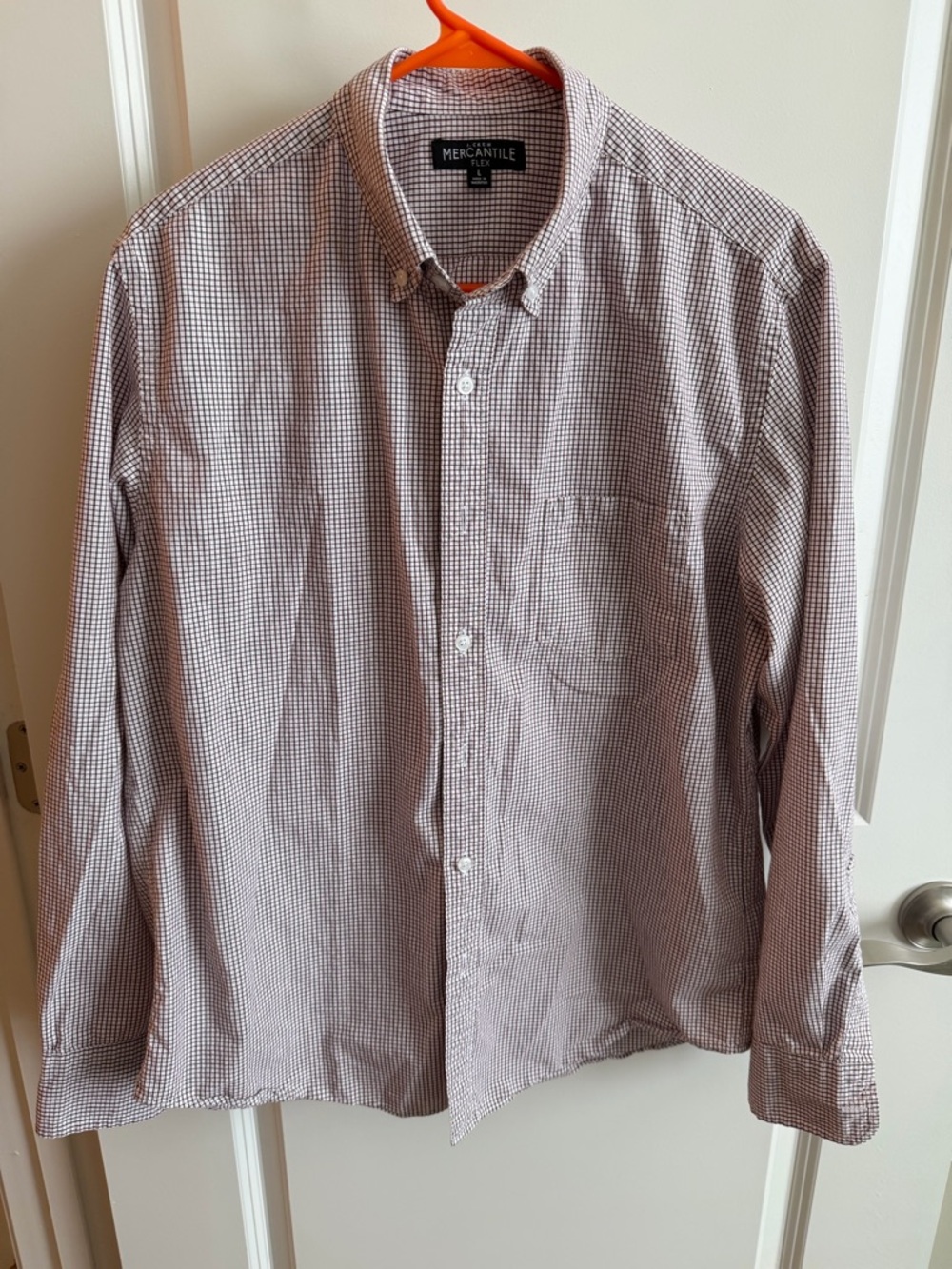 J Crew Men’s Mercantile Flex Red Check Button-Down Shirt Size L